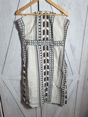 Banana Republic 100% Cotton Strapless Southwestern Design Dress Size L Petite